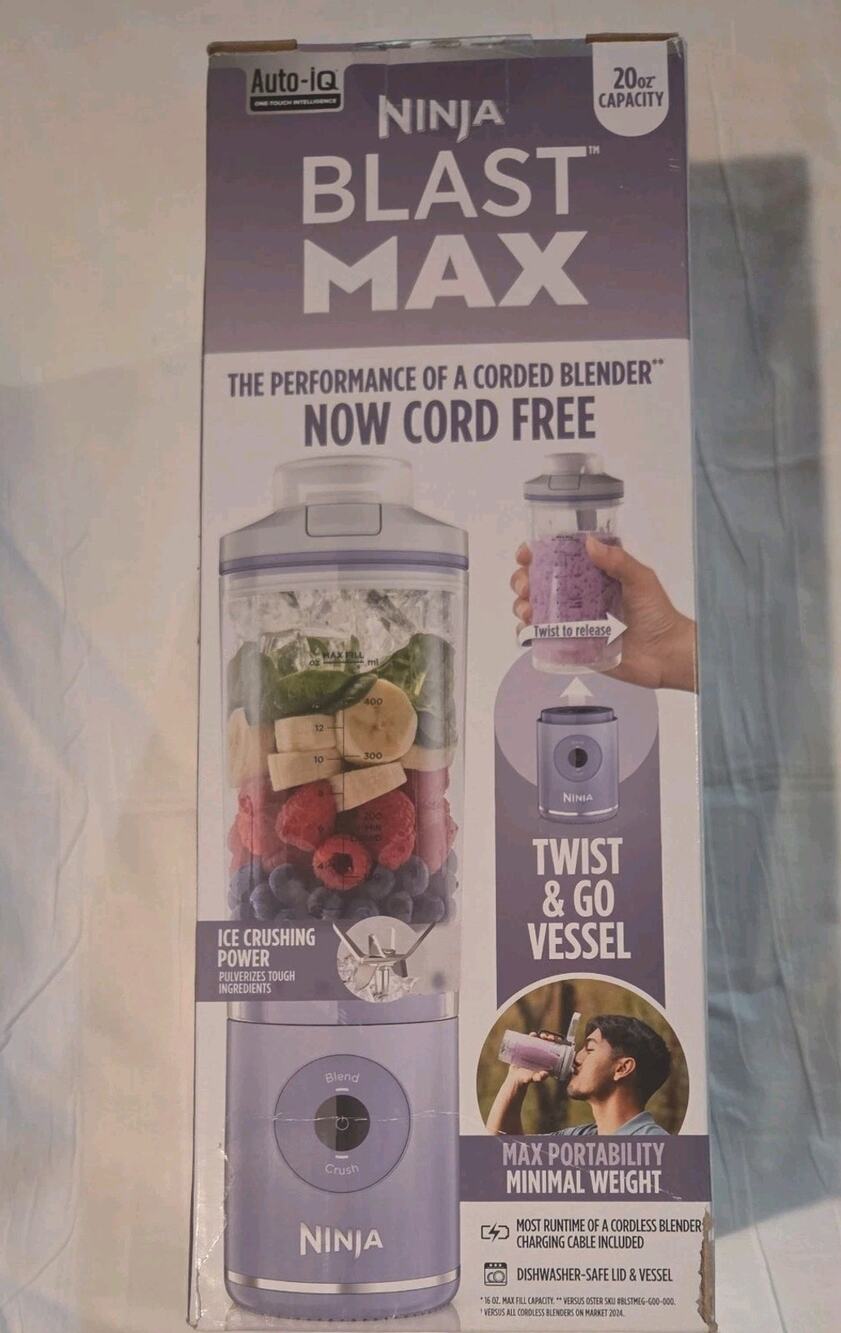 Ninj Blast Max Portable Cordless Blender 20oz Twist & Go Vessel, NIB Lavender